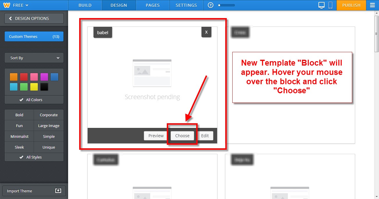 Template Selection Installation